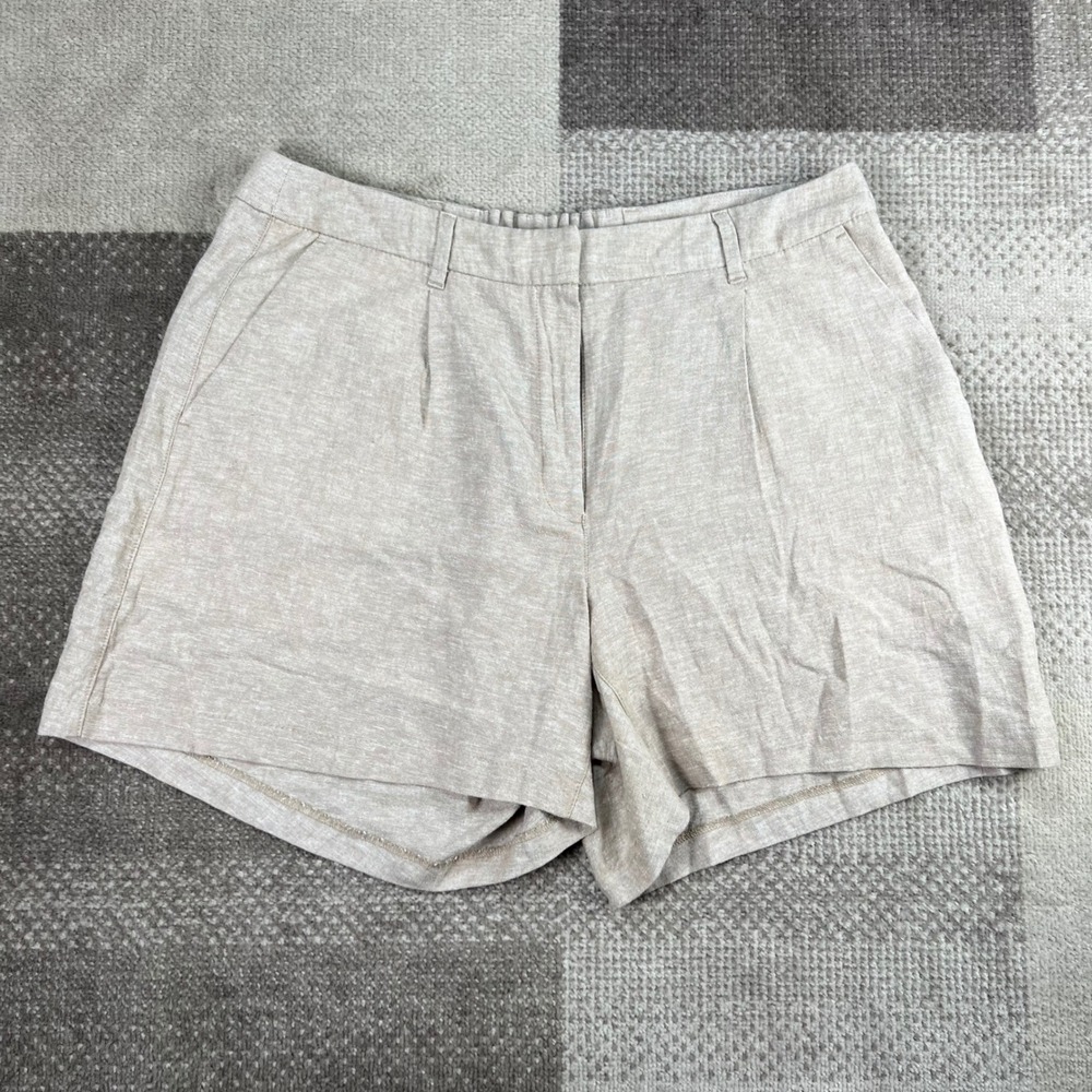 Old Navy Mens XL Tan Linen Blend Pleated Shorts Elastic Waist Casual Summer